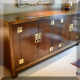 F43. Campaign style sideboard. 32”h x 68”w x 19”d 